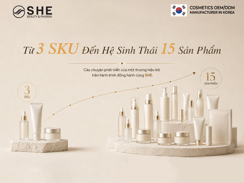 Gia công mỹ phẩm Hàn Quốc: Từ 3 SKU đến 15 SKU – Case Study thành công