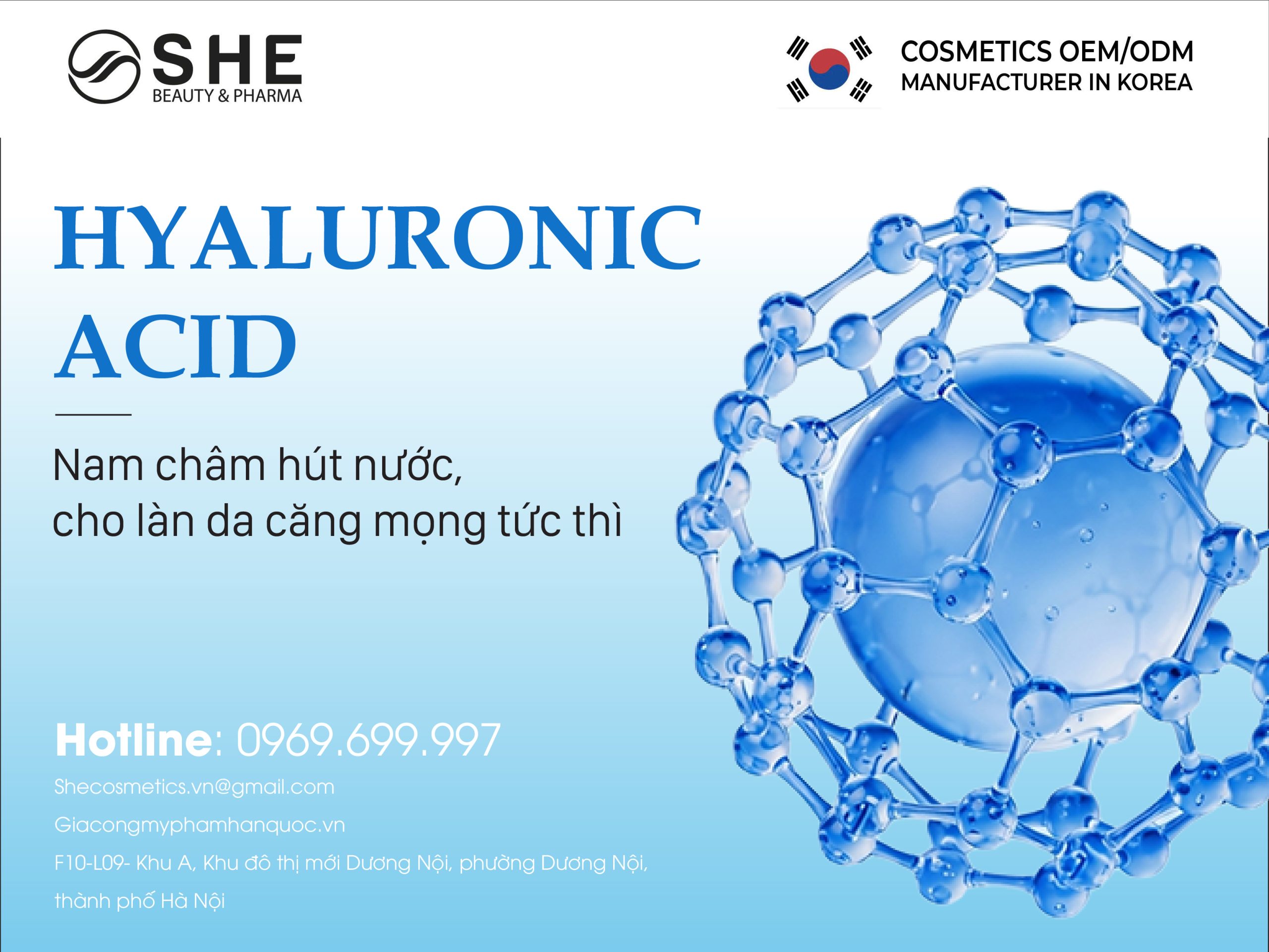 Hyaluronic Acid: Từ cơ chế giữ nước đến chiến lược HA đa phân tử trong gia công mỹ phẩm chuẩn Hàn